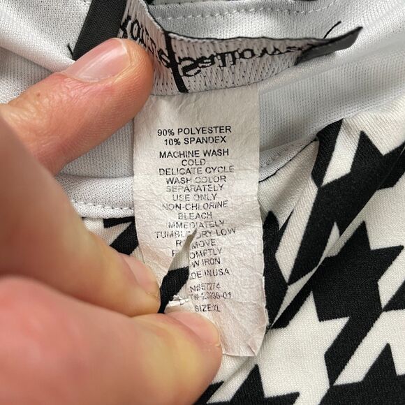 Ronnie Salloway Swimwear Tankini Women XL Black White Houndstooth Layered Ruffle - Picture 4 of 7